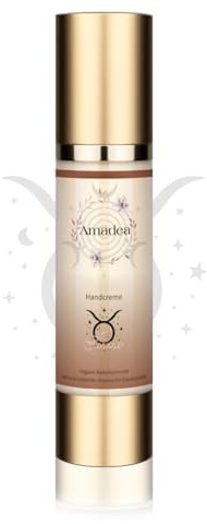 Amadea Naturkosmetik Handcreme Taurus, Natürliche Handpflege mit Aloe Vera, Jojobaöl, Jasmin und Vanille, Sinnlich-Opulenter Duft