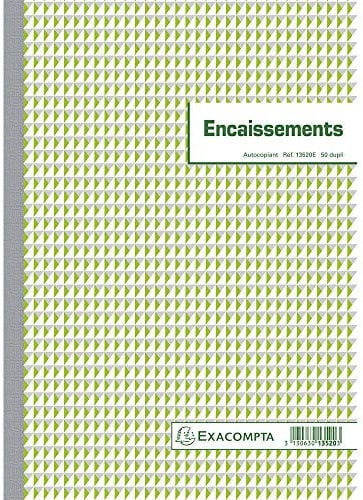 Exacompta - Réf. 13520E - 1 Manifold ENCAISSEMENTS - 50 feuillets numérotés et autocopiants - duplicatas (1 original + 1 copie) - format A4 - certifié FSC - fabriqué en France