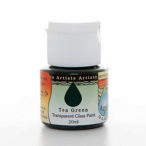 DOCRAFTS ARTISTE 20ml Tea Green Aqua Glass Paint, Water Based, For Glass, Perspex, Acetate, Gloss Finish, Wipe Clean, Water Proof