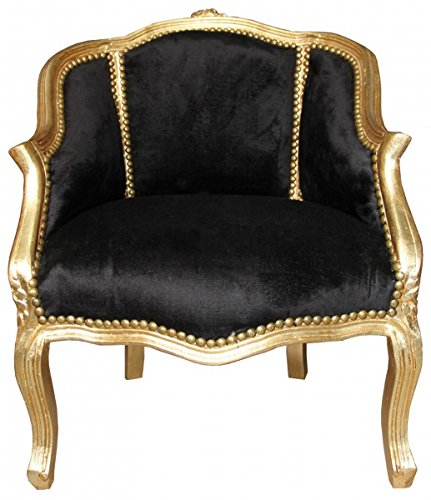 Casa Padrino Barock Damen Salon Sessel Schwarz/Gold - Möbel Antik Stil