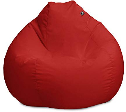 rucomfy Adult Slouchbag Outdoor Beanbag Chair - Water Resistant - Red | Pre-Filled Kids Beanbag - Machine Washable - Outdoor Chair Lounger - Safe Comfortable Kids Seating - 80x110cm