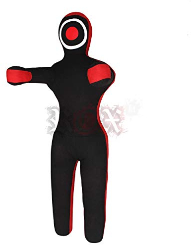 Grappling Dummy ROX Fit Gemischte Kampfkunst (MMA) Realistische Judo Boxsack brazilaian jiu jistsu Trainingstasche Dummy werfen Grappling Dummy – Hände vorne - (ungefüllt) Schwarz Rot (6 Foot (180 cm) ungefüllt)