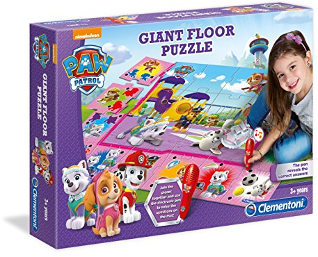 Clementoni Quiz-Bodenpuzzle Paw Patrol 70x100 cm - Kinderpuzzle mit 24 Maxi-Puzzleteilen - Lernspielzeug mit elektronischem Stift - Lernspiel für Kinder ab 3 Jahren, 61825