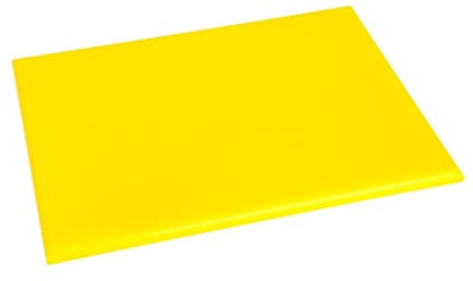 Hygiplas High Density Chopping Board 12x305x229mm, Yellow, 12 x 305 x 229mm | Colour-coded for cooked meat preparation to prevent cross-contamination in busy professional kitchens.