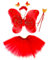 Tante Tina - 4-pièces Déguisement de fée Papillon - Ailes, Baguette, Serre-tête et Jupe - Rouge avec Serre-tête