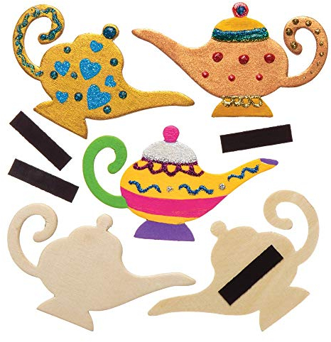 Baker Ross Holzmagnete „Wunderlampe“ (10 Stück) – Bastelidee für Kinder zum Verzieren und als Dekoidee