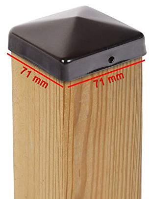 5x PFOSTENKAPPE PYRAMIDE STAHL SCHWARZ PULVERBESCHICHTET 71 x 71 MM