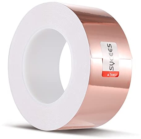 SYCEES Ruban Adhésif Feuille de cuivre Bande 30M x 50mm EMI Kapton Autocollant De Protection Feuille De Cuivre Bande De Cuivre Escargot Garde réparations électriques Mise à la terre