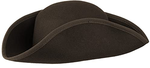 Lipodo Dreispitz Wollfilzhut Piratenhut Damen/Herren Made in Italy Hut Sommer Winter braun L (59-60 cm)