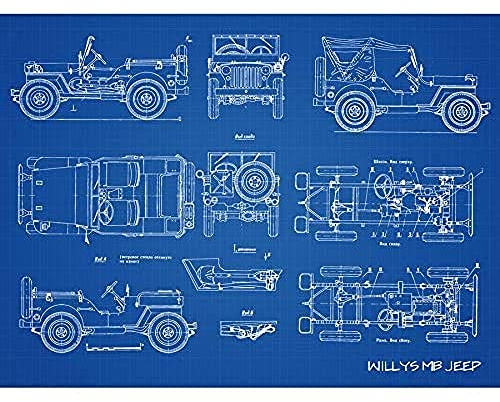 Artery8 Willys MB US-Militär-Jeepfahrzeug Ungerahmter Druck 30x40 cm
