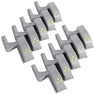 10 Stück Scharnier LED Sensor Licht warm Universal Schrank Hinge LED Sensor Light Kleiderschrank LED Scharnier Licht für zu Hause Küche Wohnzimmer/Schlafzimmer(Warmweiß)(4.8 x 2.6 x 2 cm)