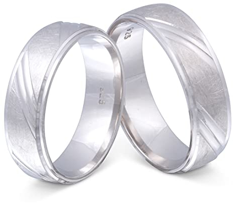 Juwelier Schönberg - Unisex Hochzeitsringe Paarringe Trauringe aus Silber mit persönlicher Wunschgravur 54-66