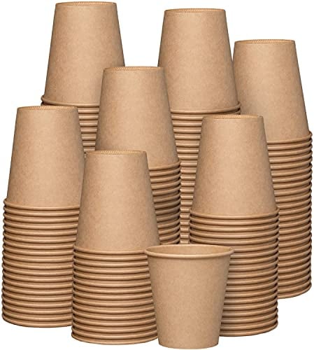Streetfood Packaging Biodegradable Packaging that fits your budget 100 X Brown Unbleached Single Wall Coffee Cup 6oz 8oz 12oz LID NOT Included (12oz Brown - BRH12-NO-LID-100)