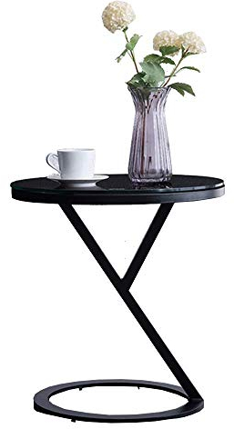 Petite table basse ronde en verre trempé noir pour salon, table d'appoint en fer forgé, table basse pour balcon, table basse 50 x 50 cm