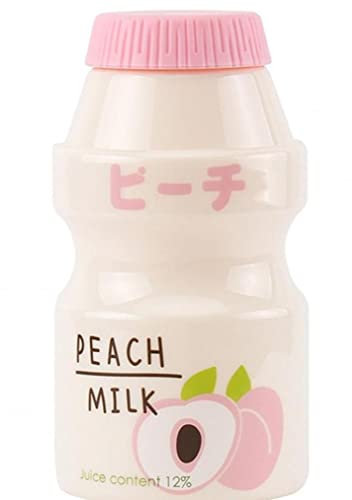 Plastic Water Bottle Drinking Bottle Cute Kawaii Milk Carton Shaker Bottle for Kids/girl/adult, Peach