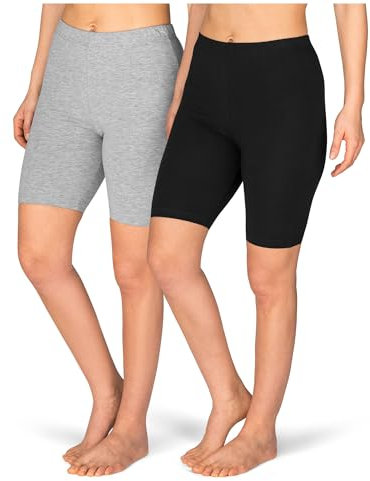 SES Kurze Radlerhose Damen 2er Pack Schwarz/Grau 36/38 Aus Baumwolle - Bequem Mit Perfektem Sitz - Geeignet Für Kleid