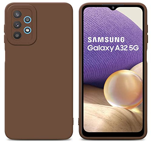 Cadorabo Hülle kompatibel mit Samsung Galaxy A32 5G Schutzhülle TPU Silikon Case Liquid Design mit Kameraschutz Slim Kratzfest Weiche Gummi mit Rundumschutz Case Hülle für Galaxy A32 5G in Braun
