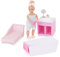 Lori – Kleine Puppe & Puppenhaus Möbel – 15 cm Mini Puppe & Puppenmöbel – mit Puppenzubehör & Puppenkleidung – Badewanne, Waschbecken, Spiegel – Spielzeug für Kinder ab 3 Jahren – Adelinas Badezimmer