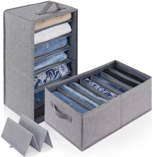 Augfox 2er Schubladen Organizer - Premium Organizer Schublade, Kleiderschrank Organizer, Ideal als Schrank Organizer Kleiderschrank (Dunkelgrau, 45x25x18cm)