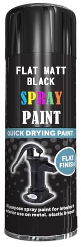 SCHNAZZ - 1 x All Purpose Flat Black Matt Aerosol Spray Paint 250ml Fast Dry, Quick Drying Spray and Excellent Coverage for Wood, Metal, Plastic, Glass and More