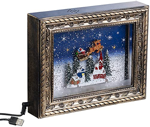 infactory Weihnachtsdeko-Artikel: Weihnachts-Bilderrahmen Weihnachtsdorf mit LEDs, Schneewirbel, Musik (Bilderrahmen mit LED-Beleuchtung, X-Mas Bilderrahmen, Weihnachtsbeleuchtung)