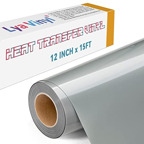 Lya Vinyl 15FT Heat Transfer Vinyl, Silver Iron on Vinyl Roll for Cricut, Silhouette Cameo, Silver HTV Vinyl for DIY Fabric, Clothes, Bags, and Other Textiles