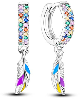 Hapour Feder-Creolen aus 925er-Sterlingsilber zum Aufhängen kleine Punk-Creolen Schmuck Geschenk für Frauen und Mädchen