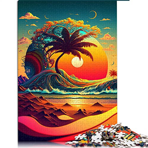 CARGIS Psychedelic Shoreline Puzzles 1000 Teile Holzpuzzle für Erwachsene und Kinder, 50x75cm, Modern, Mittelstufe, 1 Set, 1000 Stück, 1000 Teile, 1 Box, 48-1200 Monate, Rätsel, Puzzle