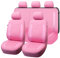 Flying Banner Universal Carbon Fibre Leather Car Seat Covers Airbag Compatible Seat Protector (Full Set, All Pink)