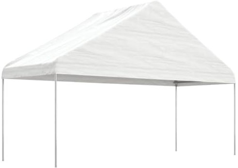 vidaXL Pavillon, Gartenpavillon mit Dach UV-beständig, Gartenzelt Stahlrahmen, Partyzelt Festzelt, Weiß 5,88x2,23x3,75m Polyethylen