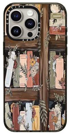 CASETiFY Impact Case for iPhone 15 Pro Max [4X Military Grade Drop Tested / 8.2ft Drop Protection/Compatible with Magsafe] - Bookshelf Garden - Clear Black