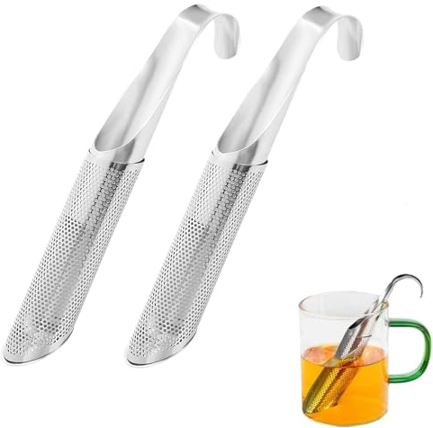 Teefilter aus Edelstahl,2 Stücks feinmaschig Teestab Teesieb aus Edelstahl mit Griff,für heißen Tee,Diffusor,Filterstab für lose Teeblätter