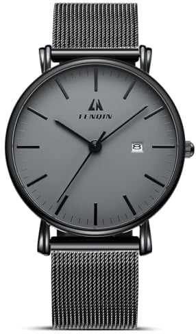 LN LENQIN Uhren Herren Edelstahl Herren Uhr 30M wasserdichte Analoge Quarz Uhren Armbanduhren mit Datum Mode Freizeit Uhr für Männer