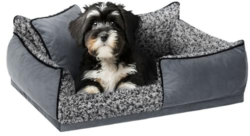 PillowPrim Hundebett, Haustiermatratze, Katzenbett, Hundekissen, Hundekorb, Hundesofa, Liegeplatz für Hund, Orthopädische, Möbel, 80x60 cm, Anthrazite