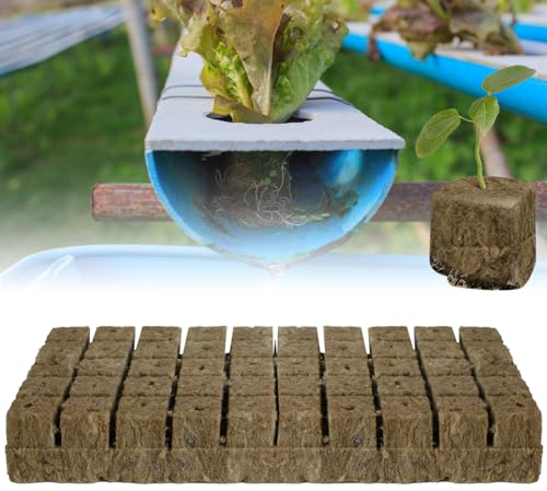 Nizirioo Steinwolle Anzuchtmatte, 50 Stück Würfel Steinwolle, Grau, Basalt, Anzuchtmatte, Bodenlos, Kultursubstrat, Steinwolle Für Stecklinge, Pflanzenvermehrung (25x25x40mm)