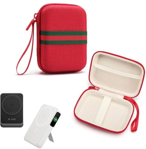 JiangJiangBao Tragetasche für Anker MagGo Power Bank 10000mAh/Ultra-Slim 10,000mAh magnetisches Akkupack, Reiseetui Sturzsicher & Wasserdicht (Rot)