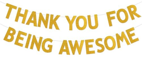 Banner mit Aufschrift Thank You for Being Awesome, 2024 Abschlussdekorationen, inspirierende Wertschätzung, Thema, Ruhestand, Abschied, Partyzubehör, Dekorationen, Gold-Glitzer