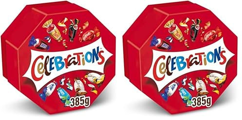 CELEBRATIONS - Boîte Cadeau Octogonale - Assortiment de Chocolats au Lait à Partager - SNICKERS, TWIX, MARS, MALTESERS, BOUNTY et autres - 385g (Lot de 2)