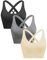 ANGOOL Sport BH Damen ohne Bügel Push Up BH Starker Halt Sport Bustier Damen Gepolstert Crossback Seamless Yoga Joggen Gym Sports Bra, Schwarz+Grau+Beige, XL