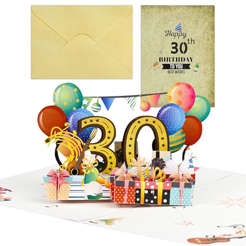 30 Geburtstag Geschenk Männer Frauen, Pop Up Karte Grußkarten Deko Geschenke zum 30 Geburtstagskarte für Freunde Familie, Geschenke zum 30 Geldgeschenke für Party Geschäftliches Hochzeit Jubiläum