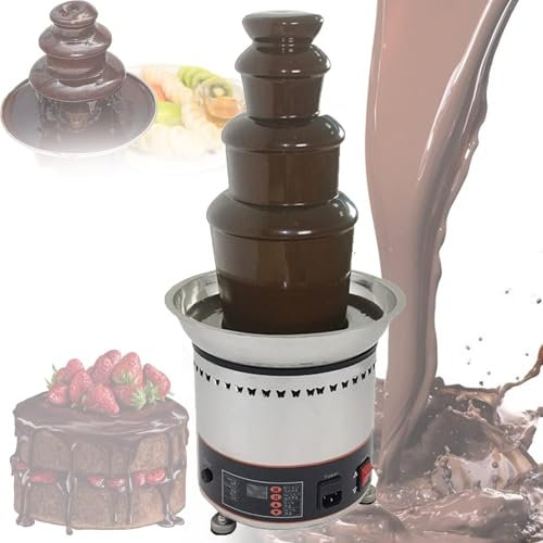 Chocolate Fondue Maker Chocolate Fountain Commercial Hot Chocolate Fondue Towe,4/5/6/7 Tier Stainless Steel Sauce Melting Pot/Chocolate Waterfall Machine,for Party Wedding Buffet Equipment(5 tier)
