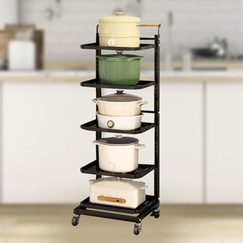 Saucepan Storage Shelf Metal Pan Stands for Worktops Saucepan Lid Holder White Cupboard Organiser Storage Kitchen,Black-5 * 5boards