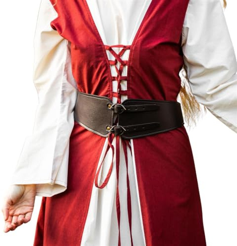 Leonardo Carbone® Damen Mittelalter Gürtel Hedwig Miedergürtel aus Leder | 100% Echtleder, individuell anpassbar, Taillengürtel, Ledergürtel, Mittelaltergürtel zur Gewandung für LARP, Piraten Kostüm