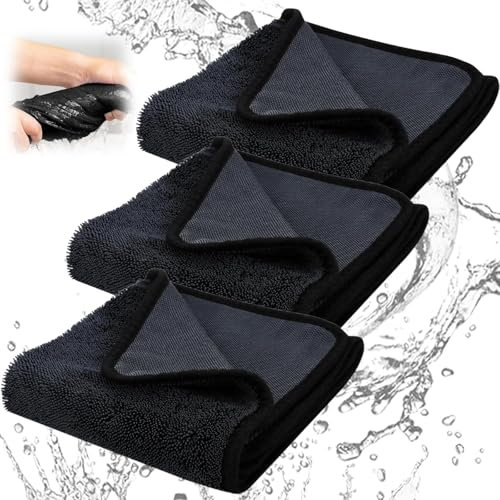 KPSRFG 3Pcs Magic Cleaning Cloth, Window Cleaning Cloths, Window Cloth, Thickened Magic Cleaning Cloth, 40 * 40CM Microfiber Magic Cloths, for Car Window Shower Bathroom Kitchen Glass (black)