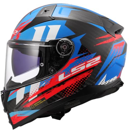 LS2, Integraler Motorradhelm VECTOR II CARBON TANTIC Red Blue, XS