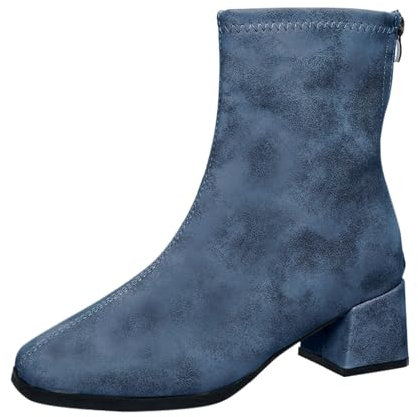 Generico Scarpe Stivali Donna con Tacco, Stivaletti Donna Autunno Classici Eleganti, Stivaletto Comoda Boots Antivento Morbidi Stivali Texani Donna Casual Neri Stivali Donna