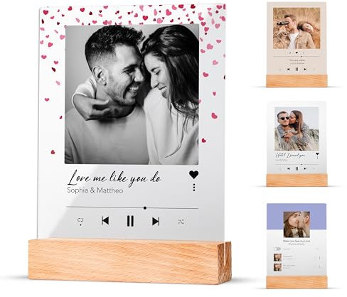 Amari ® Personalisiertes Fotogeschenk mit eigenem Bild – Spotify Glas Foto Geschenk – Song Cover Glas – Bild im Song Cover Glas personalisiert