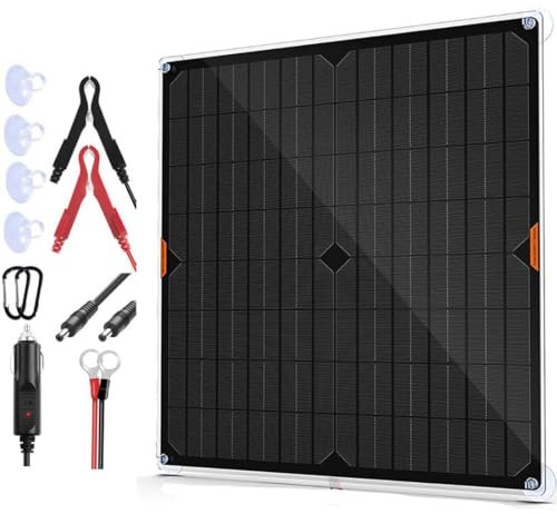 Hoysicy 12 Volt 20W Solar Car Battery Charger & Maintainer, Solar Panel Trickle Charger, with Alligator Clip& Cigarette Lighter PlugAdapter for Car, Boat, Automotive, Motorcycle, RV