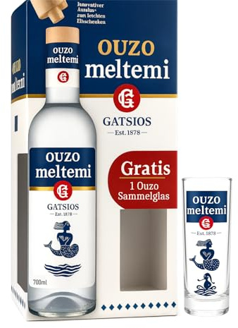 Griechischer Ouzo Meltemi Geschenk Box mit Ouzo Glas (1)