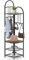 COSTWAY 180CM Garderobenständer Eck, Kleiderständer & Sitzbank & Schuhregal, inkl. 12 Haken, 4 Ebenen Aufbewahrungsregal Garderobe für Eingang, Flur, Wohnzimmer, Schlafzimmer (Schwarz + Vintage)
